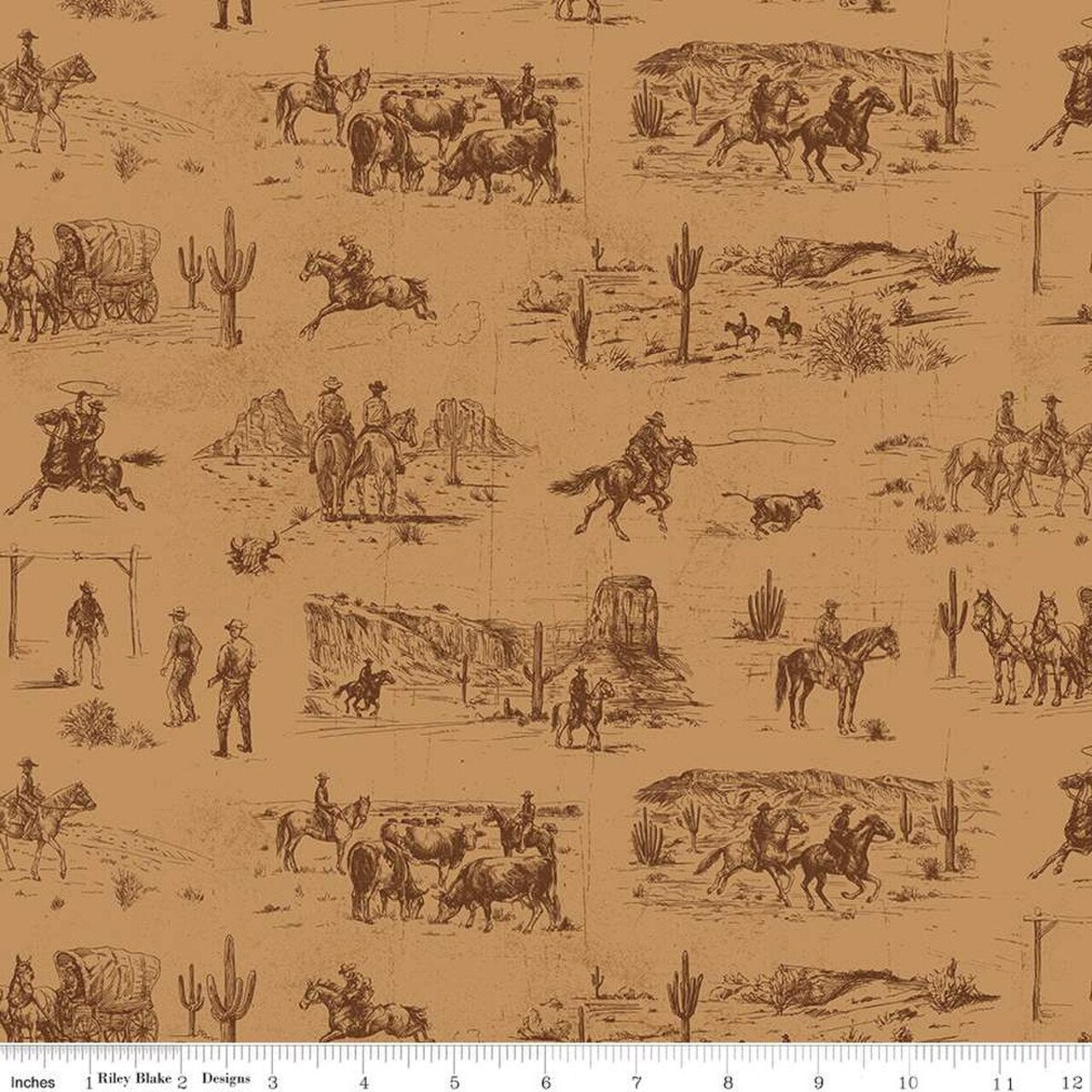 Fabric Riley Blake Tan Main John Wayne American West by the Quarter Yard C16620-TAN